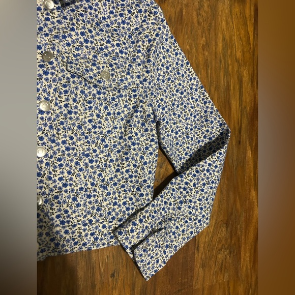 Zara Floral Blue and White Girl’s Jacket Size 8 - Picture 6 of 9